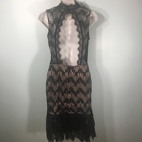 Black and Tan Lace Fringe Dress Charlotte Russe - Picture 2 of 8